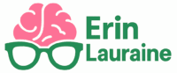 Logo icon for Erin Lauraine – pink brain and green glasses